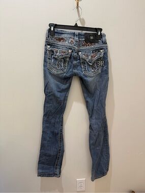 Miss Me Blue Denim Boot Cut Jeans with Embellished Back Pockets